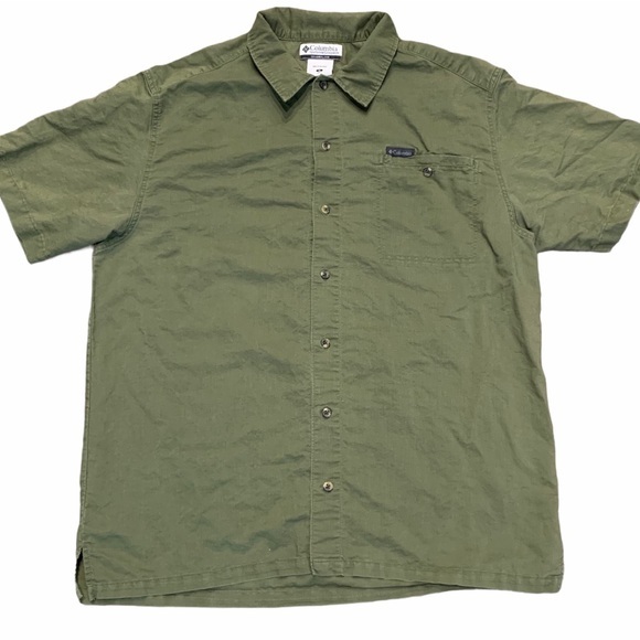 COLUMBIA Short Sleeve Button Up Shirt Green - Picture 1 of 9